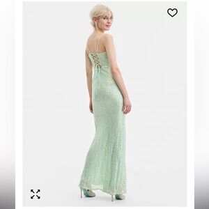 NWT!! B. Darlin Elegant Mint Green Lace-Back Maxi Dress